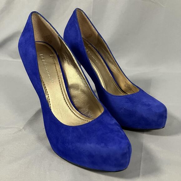 BCBGeneration Shoes Womens Size 7.5 Blue Suede Stiletto Pumps Platform BG-PARADE - Picture 3 of 16